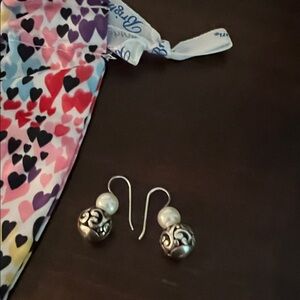 Brighton Silver and Pearl Dangle Earrings